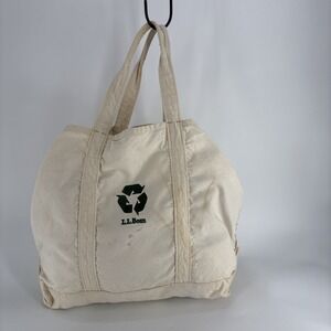 LL Bean Grocery Tote Bag Recycle Logo Cotton Boat Tote Recycle Bag